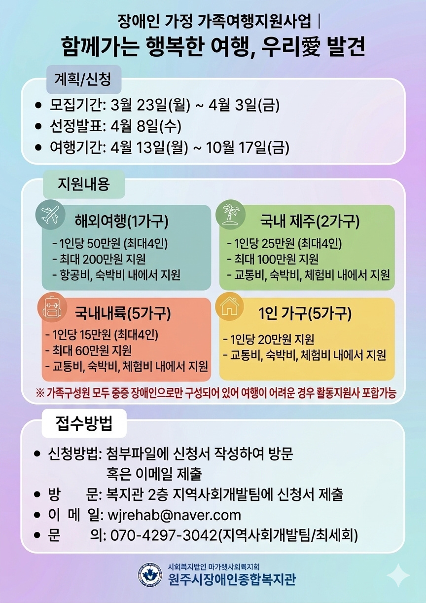 가족여행지원사업 참여자 모집